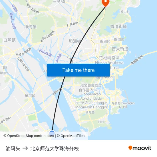 油码头 to 北京师范大学珠海分校 map