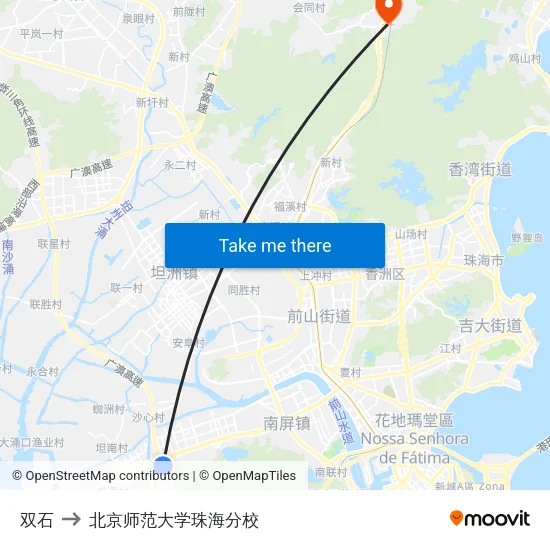 双石 to 北京师范大学珠海分校 map