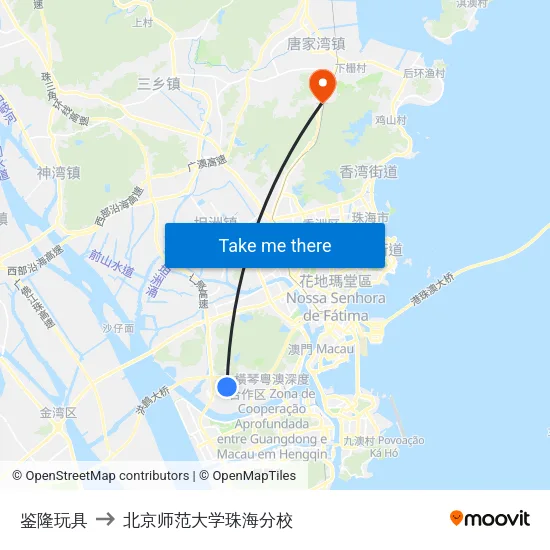 鉴隆玩具 to 北京师范大学珠海分校 map