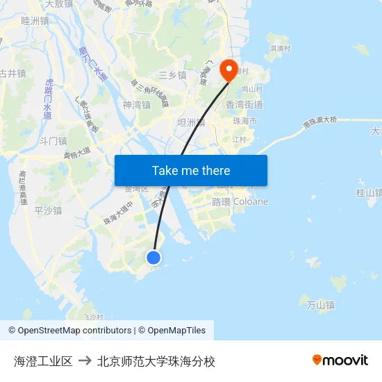 海澄工业区 to 北京师范大学珠海分校 map
