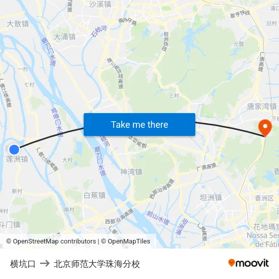 横坑口 to 北京师范大学珠海分校 map