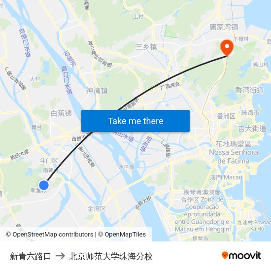 新青六路口 to 北京师范大学珠海分校 map