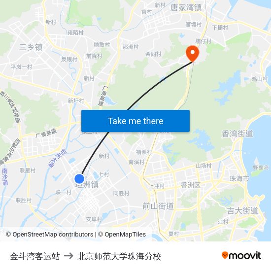 金斗湾客运站 to 北京师范大学珠海分校 map