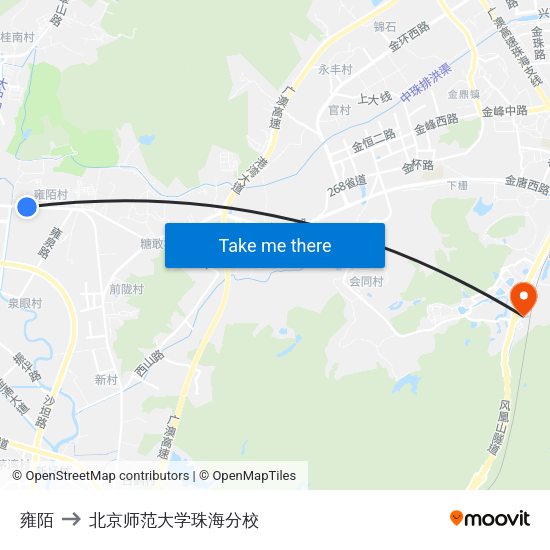 雍陌 to 北京师范大学珠海分校 map