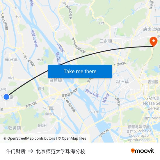 斗门财所 to 北京师范大学珠海分校 map