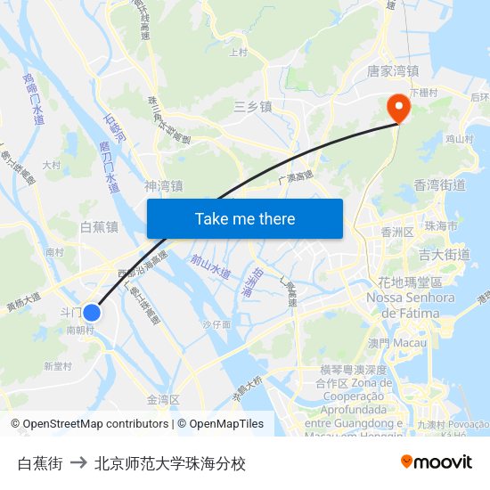 白蕉街 to 北京师范大学珠海分校 map