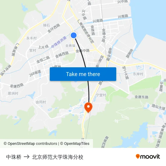 中珠桥 to 北京师范大学珠海分校 map