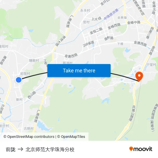前陇 to 北京师范大学珠海分校 map