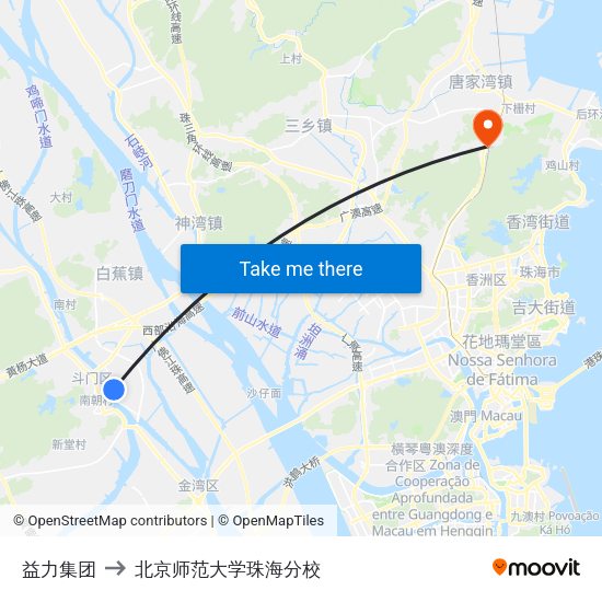 益力集团 to 北京师范大学珠海分校 map
