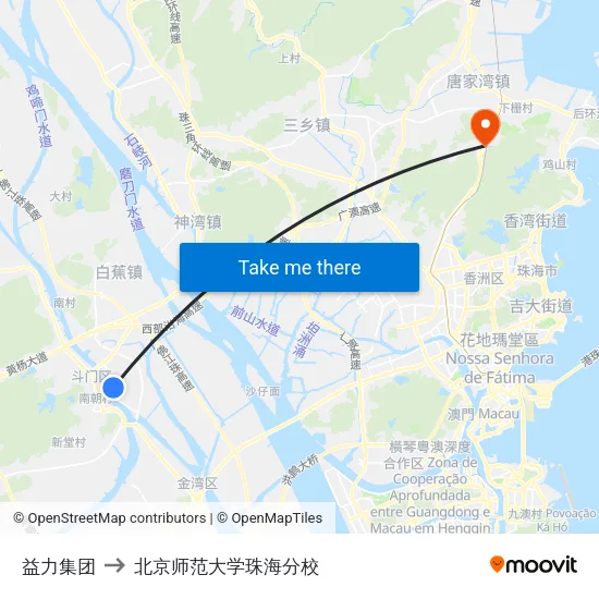 益力集团 to 北京师范大学珠海分校 map
