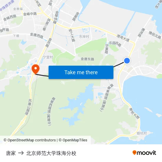 唐家 to 北京师范大学珠海分校 map
