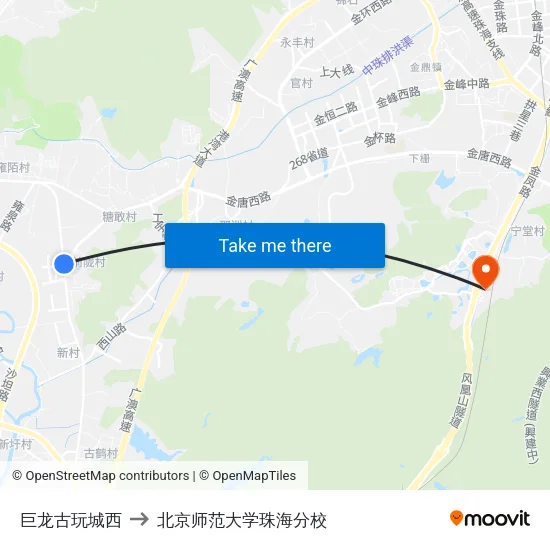 巨龙古玩城西 to 北京师范大学珠海分校 map