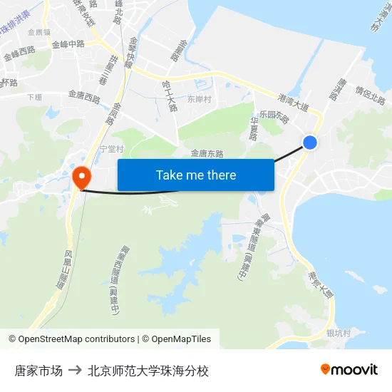 唐家市场 to 北京师范大学珠海分校 map