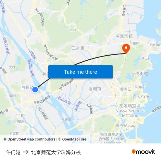 斗门港 to 北京师范大学珠海分校 map