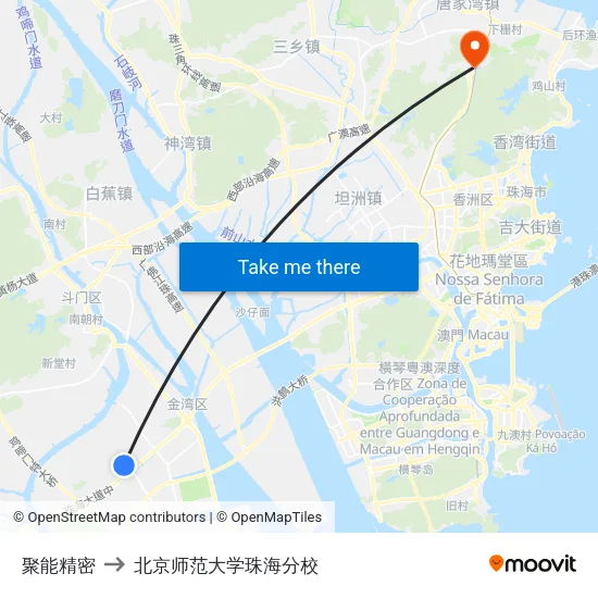 聚能精密 to 北京师范大学珠海分校 map