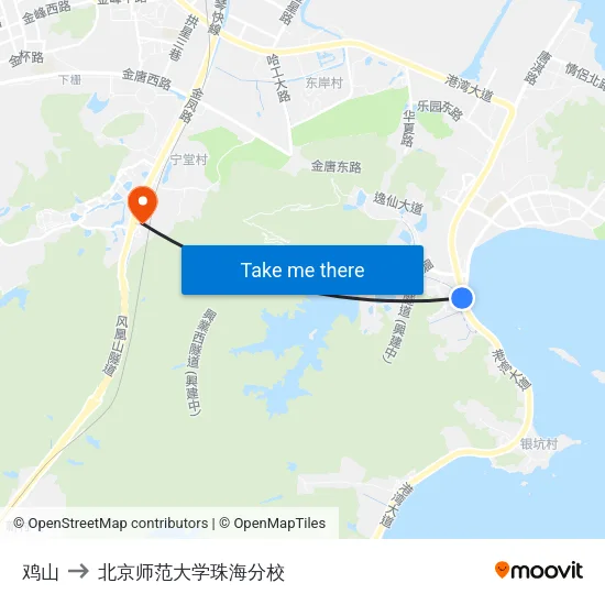 鸡山 to 北京师范大学珠海分校 map