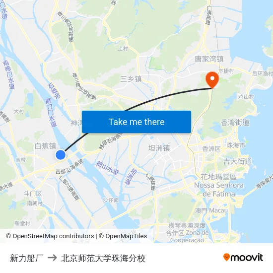 新力船厂 to 北京师范大学珠海分校 map