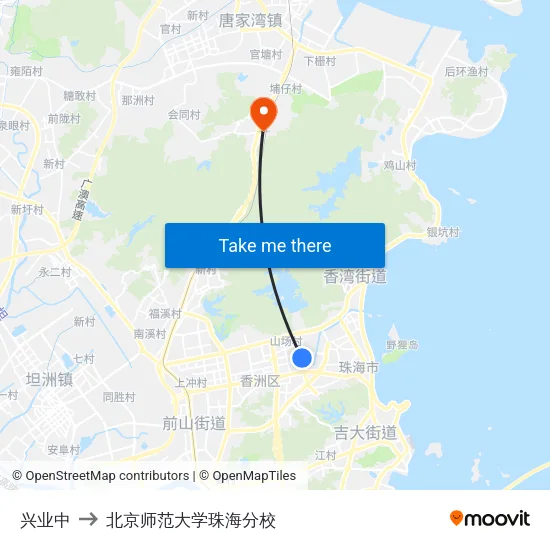 兴业中 to 北京师范大学珠海分校 map