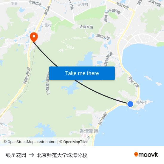 银星花园 to 北京师范大学珠海分校 map