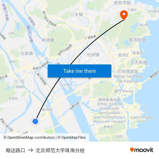 顺达路口 to 北京师范大学珠海分校 map