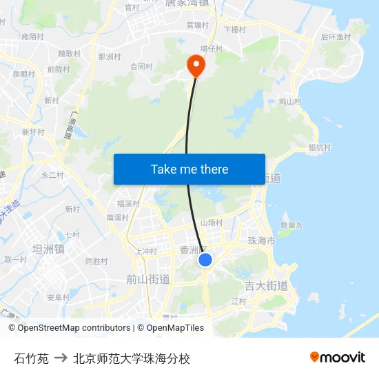 石竹苑 to 北京师范大学珠海分校 map