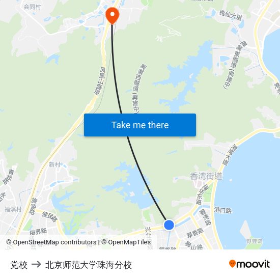 党校 to 北京师范大学珠海分校 map