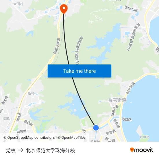 党校 to 北京师范大学珠海分校 map