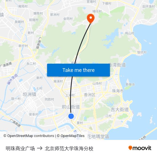 明珠商业广场 to 北京师范大学珠海分校 map