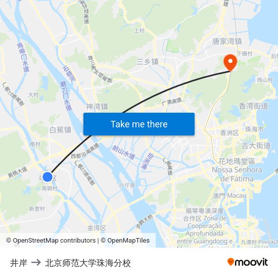井岸 to 北京师范大学珠海分校 map