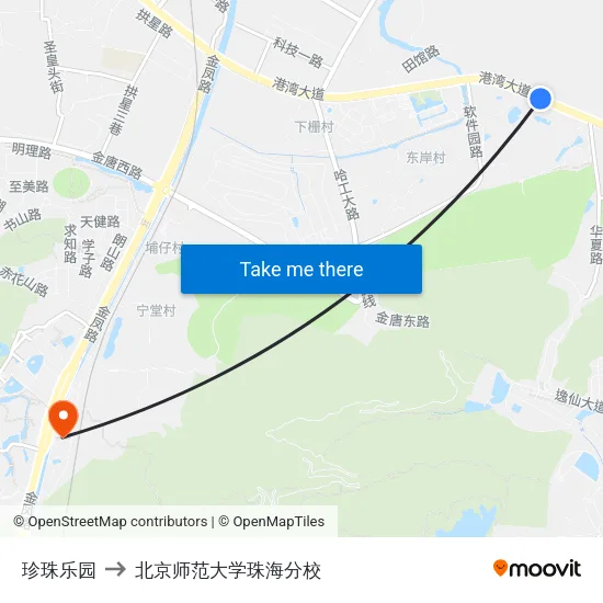 珍珠乐园 to 北京师范大学珠海分校 map