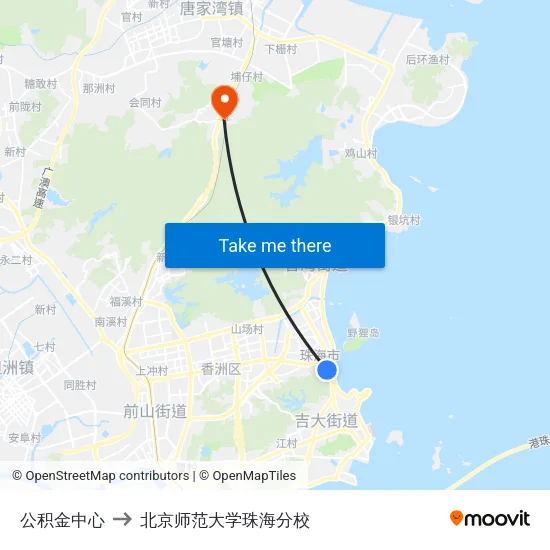 公积金中心 to 北京师范大学珠海分校 map