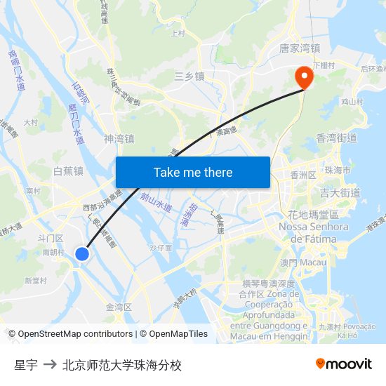 星宇 to 北京师范大学珠海分校 map