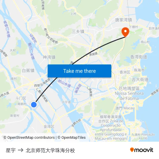 星宇 to 北京师范大学珠海分校 map
