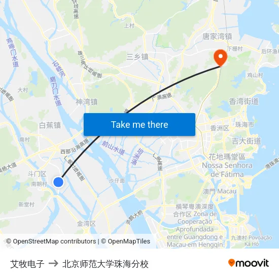 艾牧电子 to 北京师范大学珠海分校 map