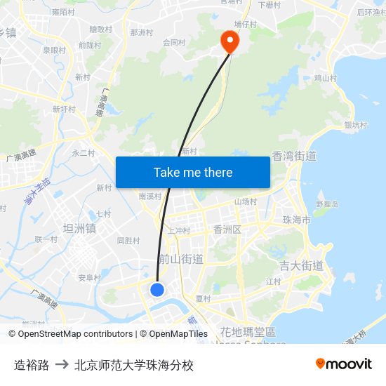 造裕路 to 北京师范大学珠海分校 map