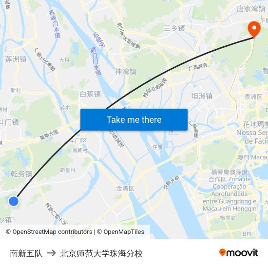 南新五队 to 北京师范大学珠海分校 map