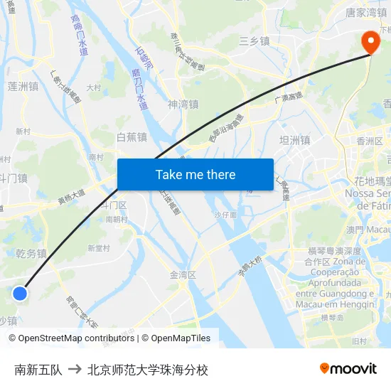南新五队 to 北京师范大学珠海分校 map