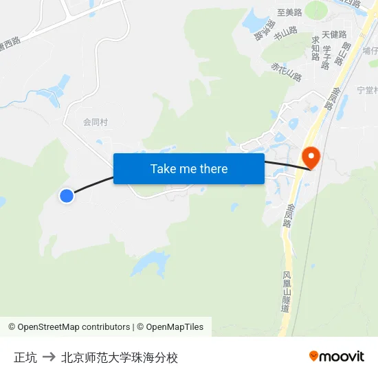 正坑 to 北京师范大学珠海分校 map