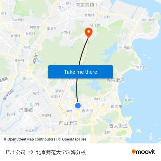 巴士公司 to 北京师范大学珠海分校 map