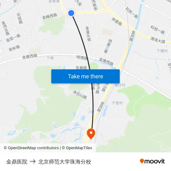 金鼎医院 to 北京师范大学珠海分校 map