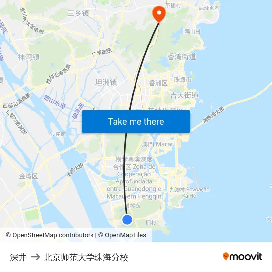 深井 to 北京师范大学珠海分校 map