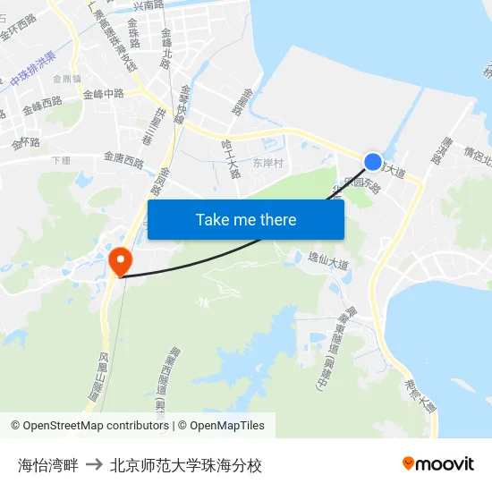 海怡湾畔 to 北京师范大学珠海分校 map