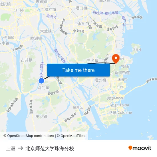 上洲 to 北京师范大学珠海分校 map