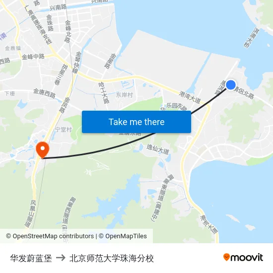 华发蔚蓝堡 to 北京师范大学珠海分校 map