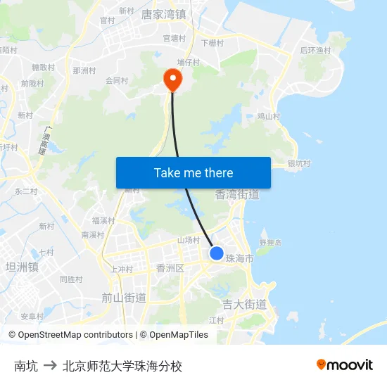南坑 to 北京师范大学珠海分校 map