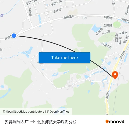 盈得利制衣厂 to 北京师范大学珠海分校 map