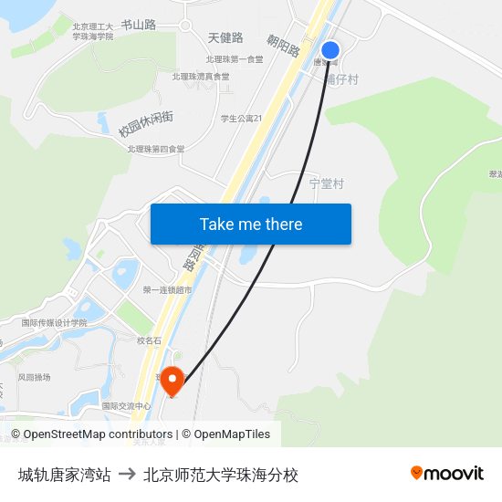 城轨唐家湾站 to 北京师范大学珠海分校 map