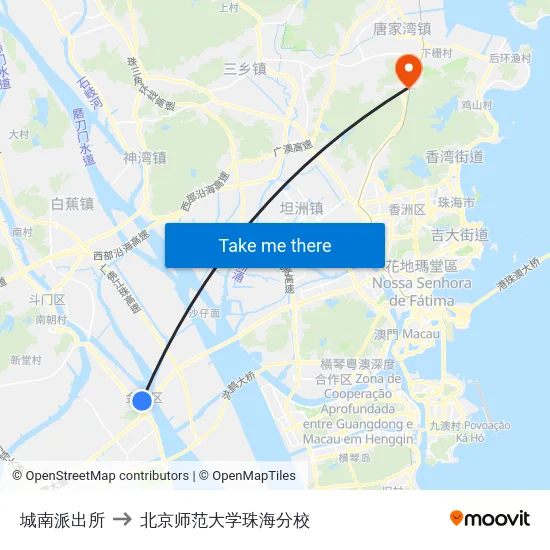 城南派出所 to 北京师范大学珠海分校 map