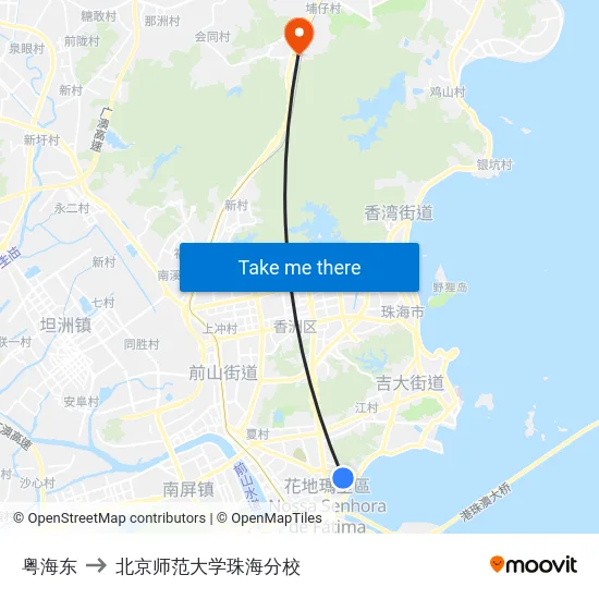 粤海东 to 北京师范大学珠海分校 map