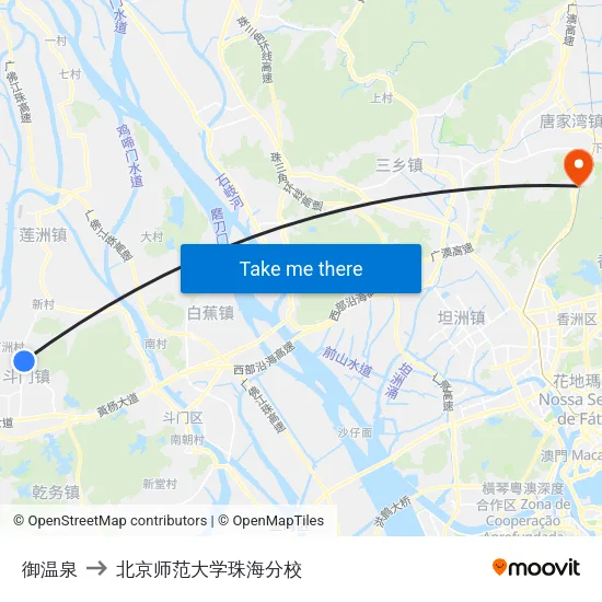 御温泉 to 北京师范大学珠海分校 map
